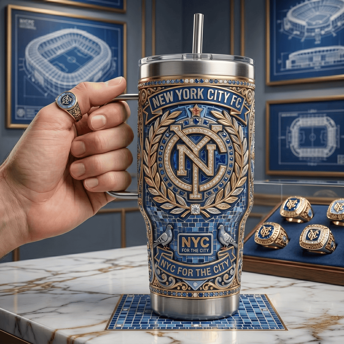 NYCF 40oz Tumbler With Handle LNTH