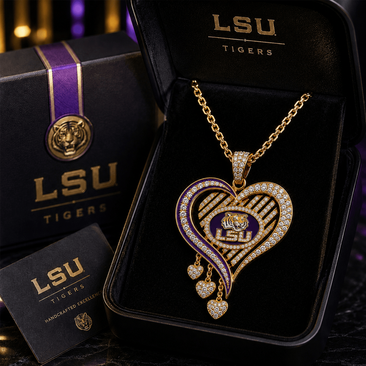 LSUT Solid Gold Chain with Diamond Pendant TTTT
