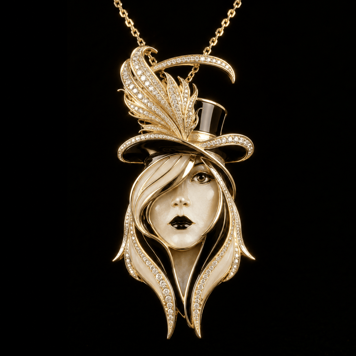 STNK Solid Gold Chain with Diamond Pendant BMD