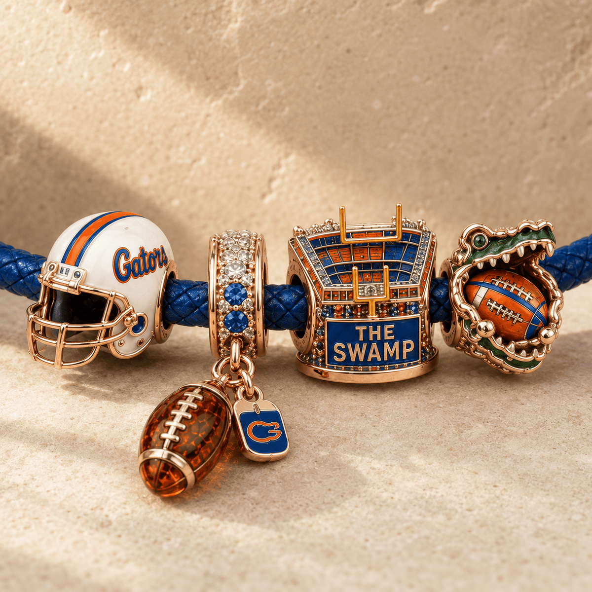 FGT round braided leather cord Charm Bracelet Set NHVH