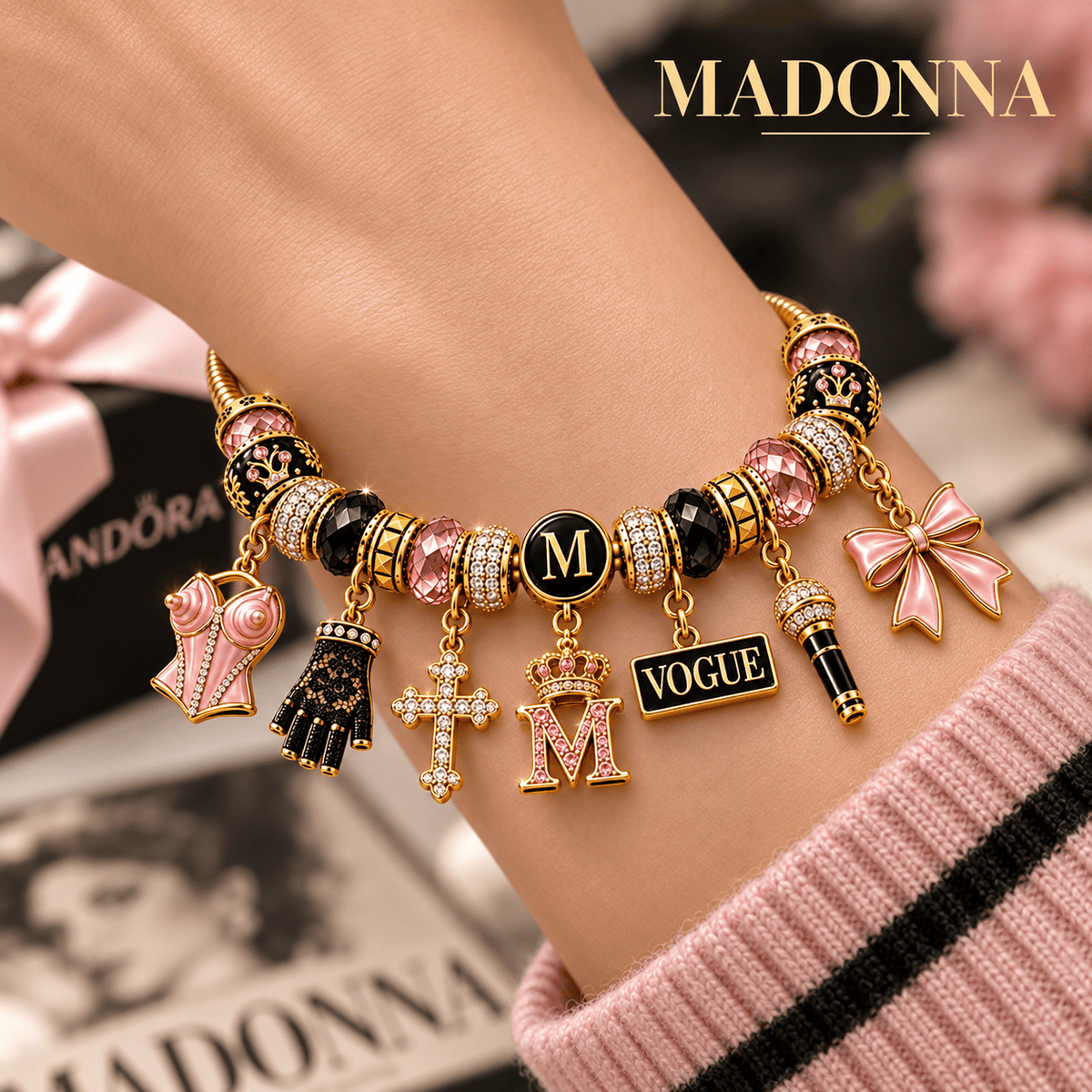 MDA Gold Charm Bracelet Set NHVH