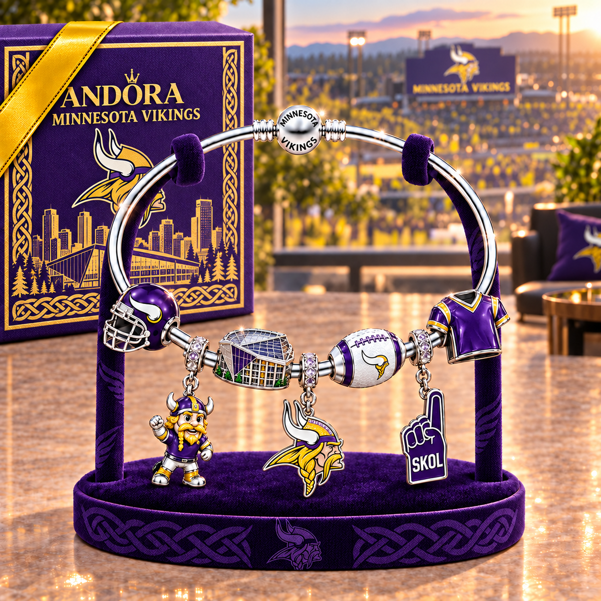 MNVK Silver Charm Bracelet Set TMH