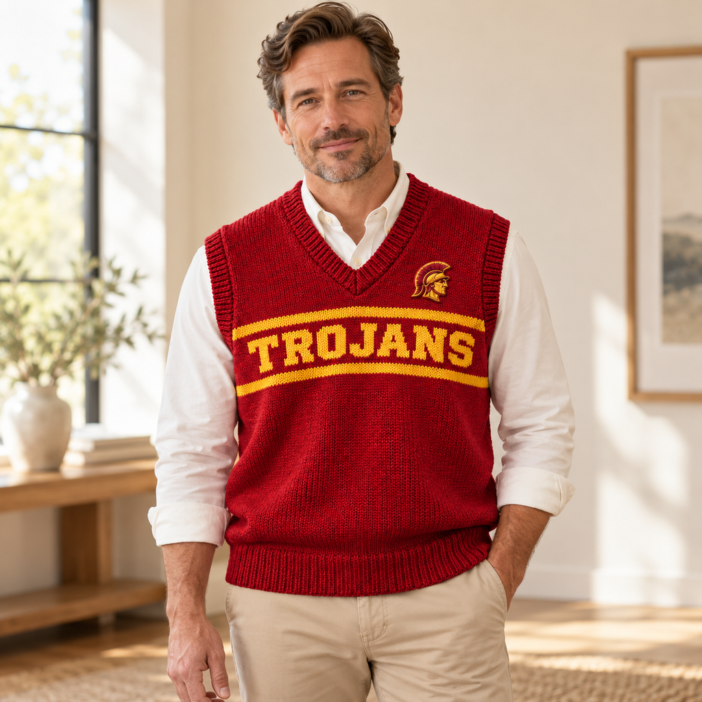 USC Premium V-Neck Knit Sweater Vest PNPA