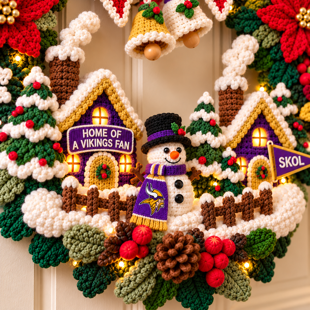 MNVK Christmas Village Crochet-Style Wreath PNPA
