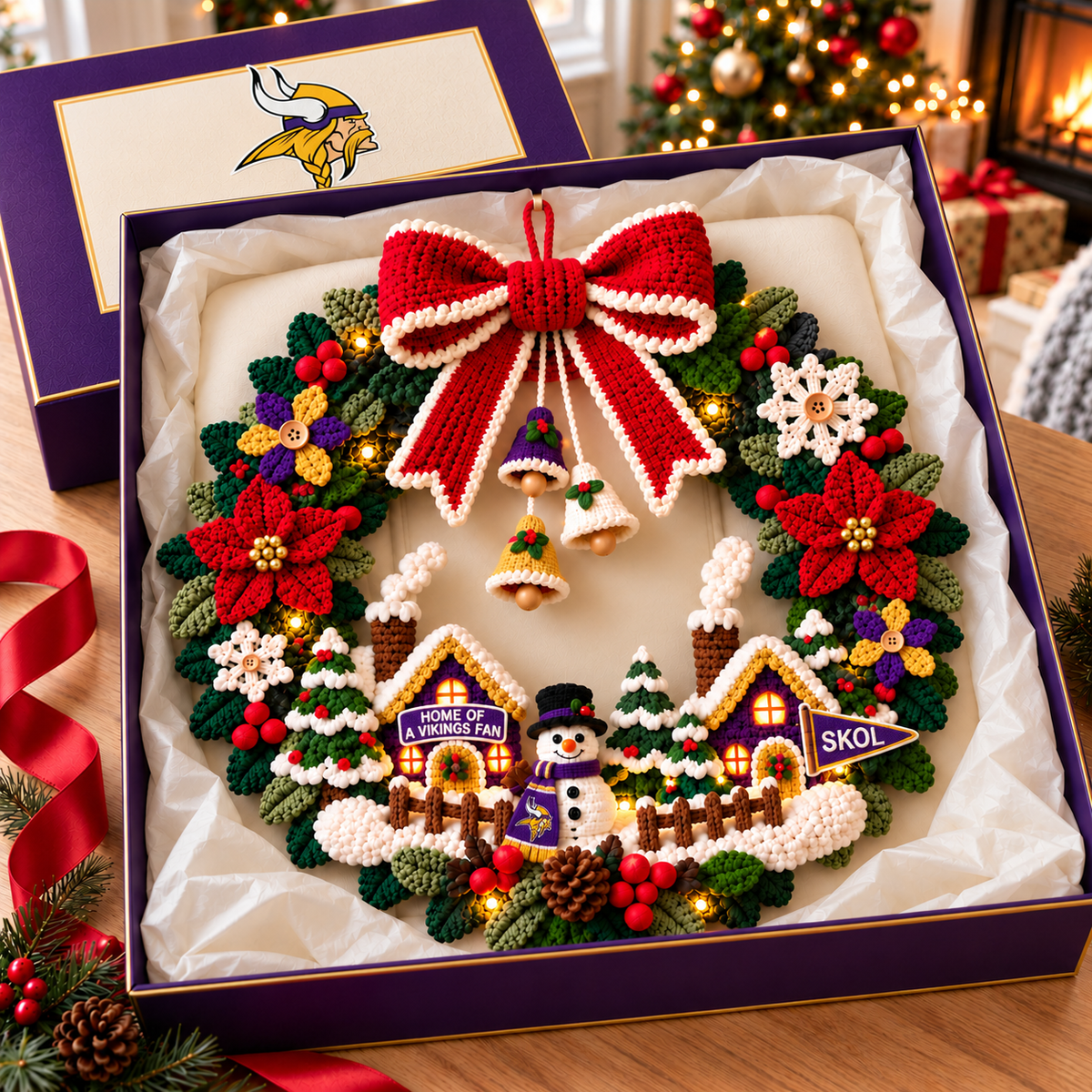 MNVK Christmas Village Crochet-Style Wreath PNPA