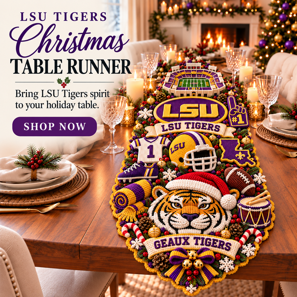 Premium LSU Crochet Table Runner NTVA
