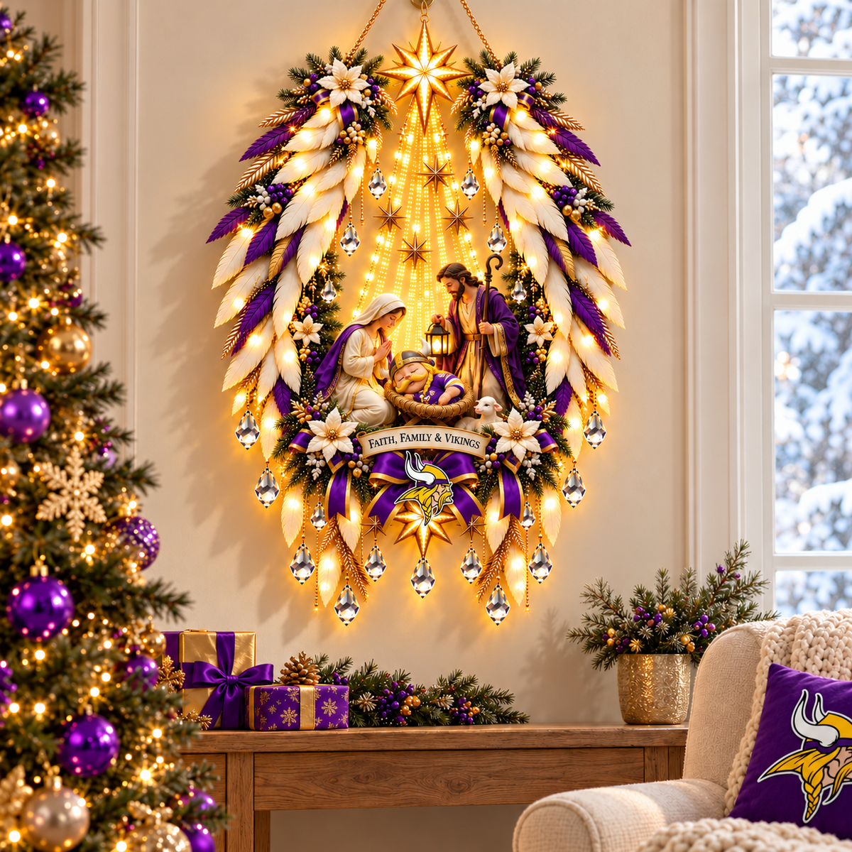 MNVK Illuminated Christmas Nativity Angel Wings PNPA