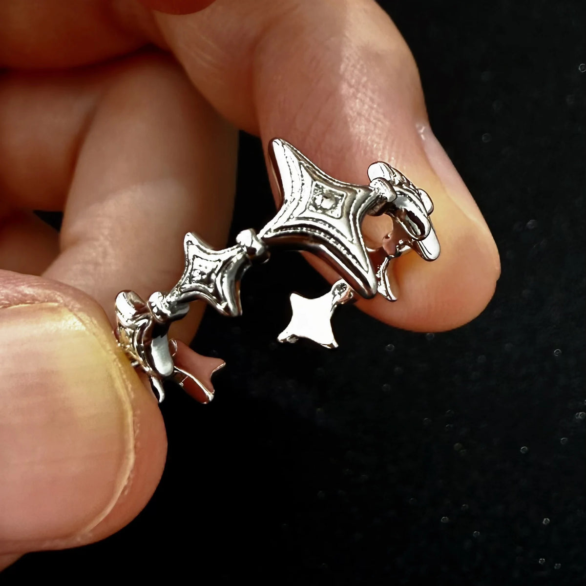 Retro Twinkle Stars Adjustable Open Ring For Women Silver-plated Copper Gothic Punk Edgy Jewelry Trendy Accessories Gift for Her